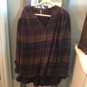 Free people plaid long sleeved shirt